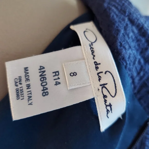 *$2,000 OSCAR DE LA RENTA BLUE SILK LINED DAY DRESS US 8 M
